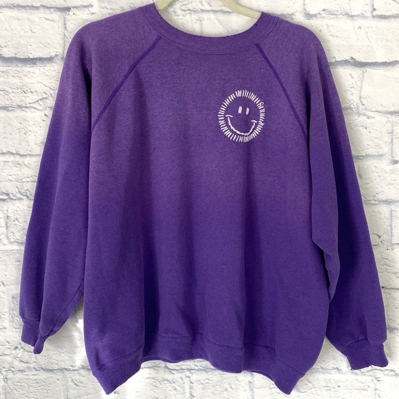ISMBS Purple ombré smiley face oversized sweatshirt - Picture 1 of 5